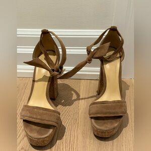 Alexandre Birman Brown Suede Cork Platform Heels